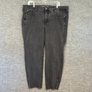 Torrid Jeans Womens 20 Black Gray Wash Perfect Boyfriend Ankle Straight Stud Hem